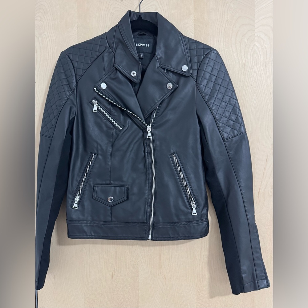 Express Women's Black Leather Biker Jacket